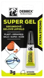 Sekundové gélové lepidlo SUPER GEL 3g lepí materiály ako keramika, koža, plast, guma alebo sklo.