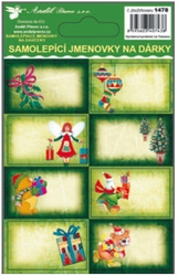 Samolepiace menovky na darčeky s razbou 8 ks zelené 13 x 8,5 cm