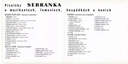 CD Sebranka 2 Písničky o muzikantech, řemeslech, hospůdkách a konících